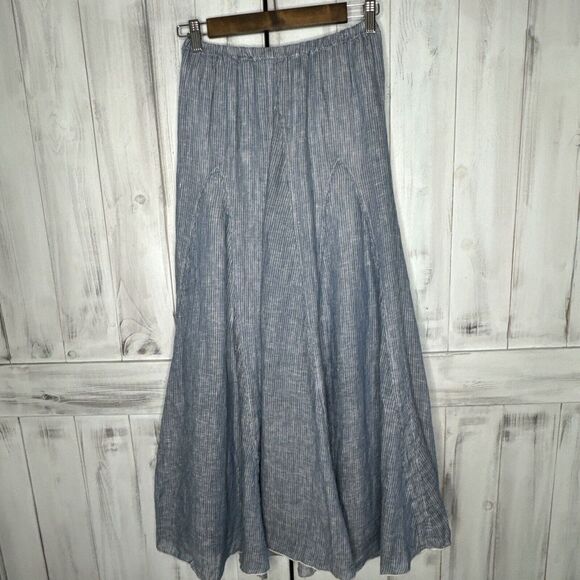 CP SHADES X RON‎ HERMAN LILY 100% LINEN BLUE WHITE STRIPED LINED  